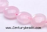 CRQ18 8*14mm flat round natural rose quartz beads wholesale