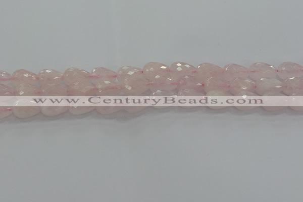 CRQ196 15.5 inches 10*14mm faceted teardrop natural rose quartz beads