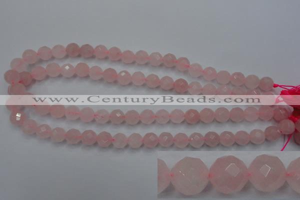 CRQ265 15.5 inches 10mm faceted round rose quartz beads