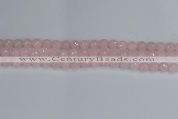 CRQ282 15.5 inches 8mm faceted round rose quartz beads wholesale