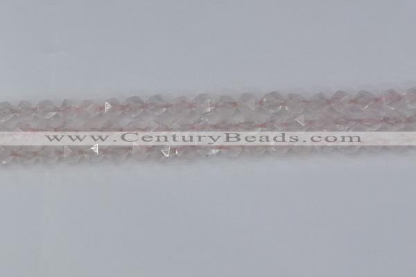 CRQ401 15.5 inches 6mm faceted nuggets rose quartz beads