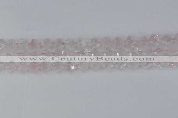 CRQ402 15.5 inches 8mm faceted nuggets rose quartz beads