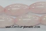 CRQ60 15.5 inches 15*30mm rice natural rose quartz beads wholesale