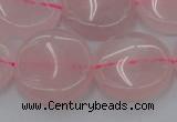 CRQ604 15.5 inches 20mm flat round rose quartz beads wholesale