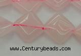 CRQ638 15.5 inches 14*14mm diamond rose quartz beads wholesale