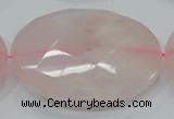 CRQ99 15.5 inches 50mm faceted flat round natural rose quartz beads