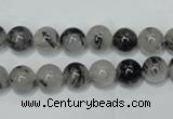 CRU50 15.5 inches 4mm round black rutilated quartz beads wholesale