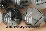 CRU540 15.5 inches 12mm round black rutilated quartz beads wholesale