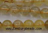 CRU602 15.5 inches 8mm round golden rutilated quartz beads