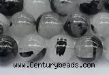 CRU954 15.5 inches 6mm round black rutilated quartz beads