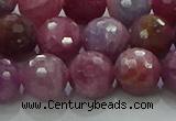 CRZ1125 15.5 inches 9mm faceted round natural ruby gemstone beads