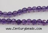 CSA12 15.5 inches 4mm faceted round synthetic amethyst beads