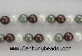 CSB1012 15.5 inches 6mm round mixed color shell pearl beads