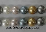 CSB1058 15.5 inches 10mm round mixed color shell pearl beads