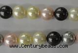 CSB1071 15.5 inches 10mm round mixed color shell pearl beads