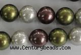 CSB1081 15.5 inches 12mm round mixed color shell pearl beads