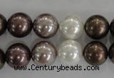 CSB1087 15.5 inches 12mm round mixed color shell pearl beads