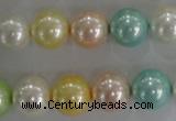 CSB1098 15.5 inches 12mm round mixed color shell pearl beads