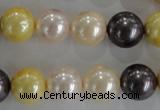 CSB1101 15.5 inches 12mm round mixed color shell pearl beads