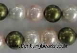 CSB1109 15.5 inches 12mm round mixed color shell pearl beads