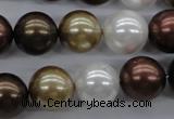 CSB1122 15.5 inches 14mm round mixed color shell pearl beads