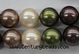 CSB1129 15.5 inches 14mm round mixed color shell pearl beads