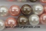 CSB1137 15.5 inches 14mm round mixed color shell pearl beads