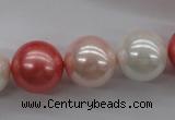 CSB1157 15.5 inches 16mm round mixed color shell pearl beads