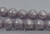 CSB1181 15.5 inches 8mm faceted round shell pearl beads