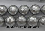 CSB1190 15.5 inches 14mm faceted round shell pearl beads