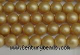 CSB1380 15.5 inches 4mm matte round shell pearl beads wholesale