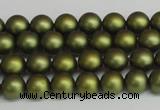 CSB1395 15.5 inches 4mm matte round shell pearl beads wholesale