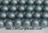 CSB1435 15.5 inches 4mm matte round shell pearl beads wholesale