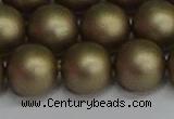 CSB1675 15.5 inches 14mm round matte shell pearl beads wholesale