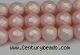 CSB1831 15.5 inches 6mm faceetd round matte shell pearl beads