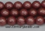 CSB1861 15.5 inches 6mm faceetd round matte shell pearl beads