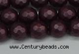 CSB1882 15.5 inches 8mm faceted round matte shell pearl beads