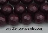 CSB1883 15.5 inches 10mm faceted round matte shell pearl beads