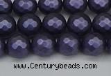 CSB1892 15.5 inches 8mm faceted round matte shell pearl beads