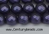 CSB1893 15.5 inches 10mm faceted round matte shell pearl beads