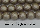 CSB1902 15.5 inches 8mm faceted round matte shell pearl beads