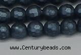 CSB1972 15.5 inches 8mm faceted round matte shell pearl beads