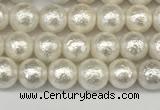 CSB2200 15.5 inches 4mm round wrinkled shell pearl beads wholesale