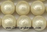 CSB2213 15.5 inches 10mm round wrinkled shell pearl beads wholesale