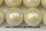 CSB2215 15.5 inches 14mm round wrinkled shell pearl beads wholesale