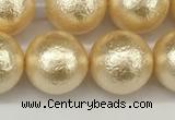 CSB2225 15.5 inches 14mm round wrinkled shell pearl beads wholesale