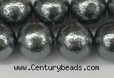 CSB2293 15.5 inches 10mm round wrinkled shell pearl beads wholesale