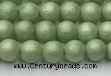 CSB2530 15.5 inches 4mm round matte wrinkled shell pearl beads