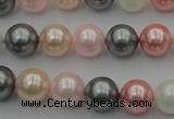 CSB326 15.5 inches 10mm round mixed color shell pearl beads