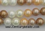 CSB332 15.5 inches 10mm round mixed color shell pearl beads